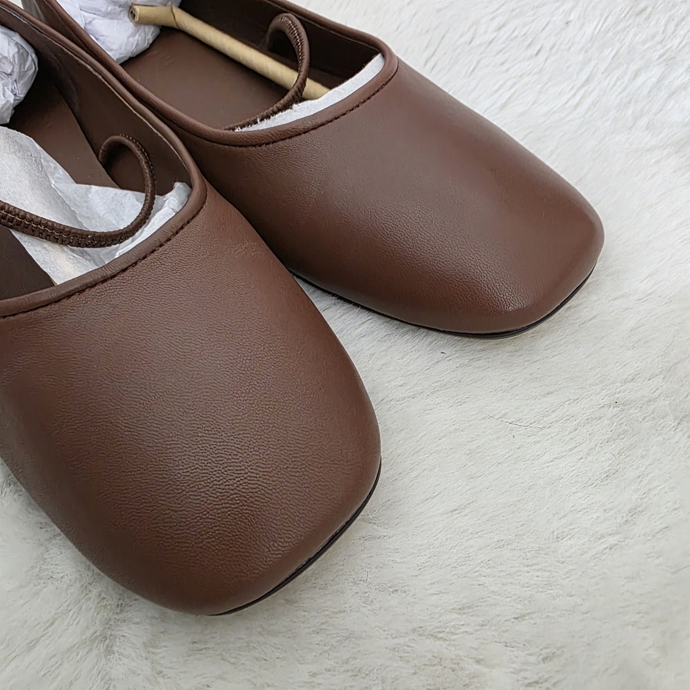 NEW Everlane The Day Mary Jane Rum Brown Leather Slip-On Ballet Flats 8 - Picture 12 of 14